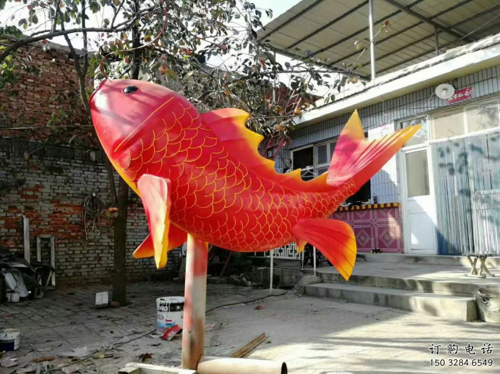 錦鯉雕塑廠(chǎng)家 紅色魚(yú)雕塑 不銹鋼紅鯉魚(yú)雕塑廠(chǎng)家
