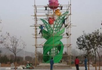月季花樹(shù)雕塑廠家 烤漆不銹鋼園林雕塑