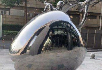 蘋(píng)果雕塑 鏡面水果雕塑 不銹鋼鏡面蘋(píng)果雕塑