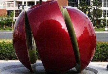 烤漆蘋(píng)果雕塑 不銹鋼烤漆水果雕塑
