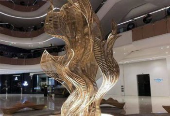 樹(shù)葉雕塑 拉絲工藝 室內(nèi)大型樹(shù)葉雕塑廠家