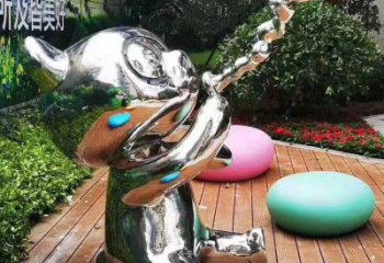 貓咪雕塑 游樂場(chǎng)卡通小品 鏡面鍛造貓咪雕塑廠家