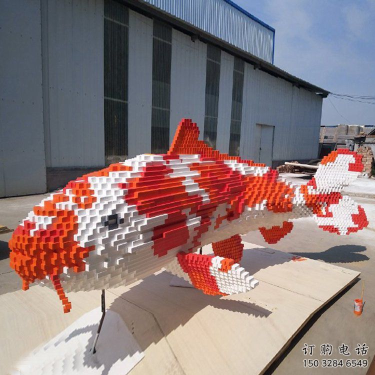 游樂(lè)場(chǎng)金魚(yú)雕塑廠家 海洋賓館擺件 戶外抽象金魚(yú)雕塑