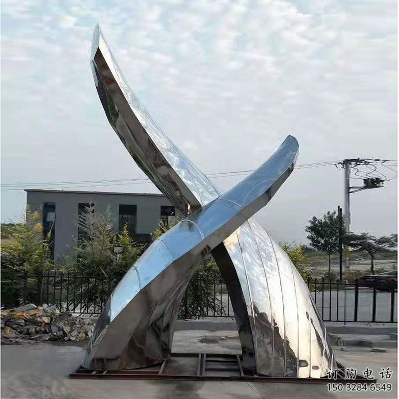 鍛造魚尾雕塑廠家 卡通鏡面擺件 廣場(chǎng)啞光魚尾雕塑