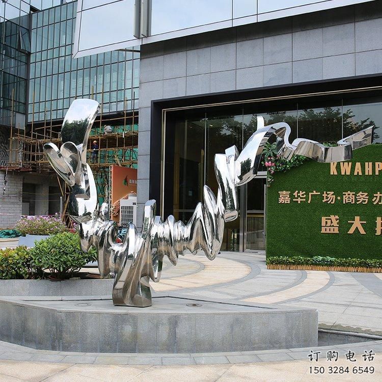 庭院貓雕塑廠家 歐式抽象擺件 戶(hù)外鏡面貓雕塑