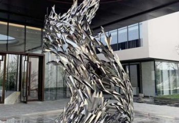 鏡面麥穗魚雕塑廠家 大型餐飲店擺件 步行街異形麥穗魚雕塑
