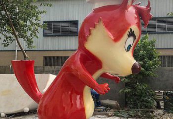 烤漆狐貍雕塑廠家 卡通噴漆擺件 廣場(chǎng)現(xiàn)代狐貍雕塑