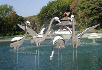 步行街白鶴雕塑廠(chǎng)家 創(chuàng)意戶(hù)外擺件 草地仿真白鶴雕塑