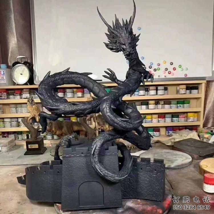 玄關蛟龍雕塑廠家 創(chuàng)意鑄造擺件 大型仿古水龍雕塑