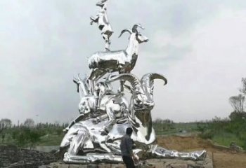 步行街綿羊雕塑廠家 戶(hù)外創(chuàng)意擺件 草地鏡面綿羊雕塑