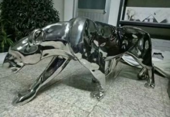 仿真獵豹雕塑廠家 戶(hù)外現(xiàn)代小品 大型鏡面獵豹雕塑