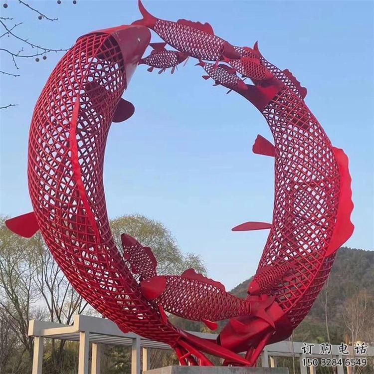 風景區(qū)魚躍龍門雕塑廠家 中式戶外鏤空擺件 