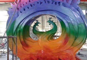 商場(chǎng)龍鳳呈祥雕塑廠家 中式小品 烤漆拉絲龍鳳呈祥雕塑