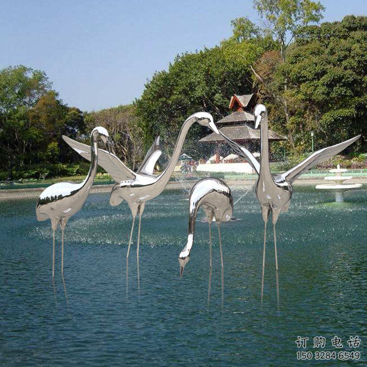 商業(yè)街仙鶴雕塑廠家 大型戶(hù)外擺件 步行街異形仙鶴雕塑