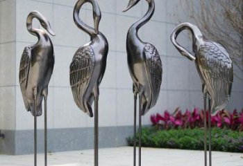 公園鶴雕塑廠(chǎng)家 中式啞光小品 風(fēng)景區(qū)仿古鶴雕塑