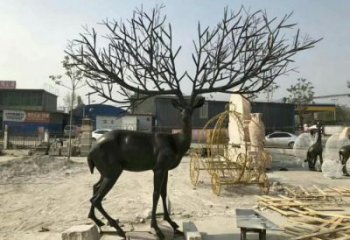 草地麋鹿雕塑廠家 烤漆異形小品 戶(hù)外異形麋鹿雕塑