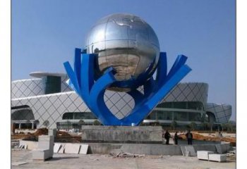 中式地球儀雕塑廠家 鏡面小品 游樂場(chǎng)不銹鋼地球儀雕塑