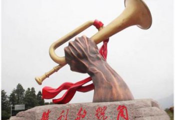現(xiàn)代號角雕塑廠家 大型別墅區(qū)擺件 廣場不銹鋼號角雕塑