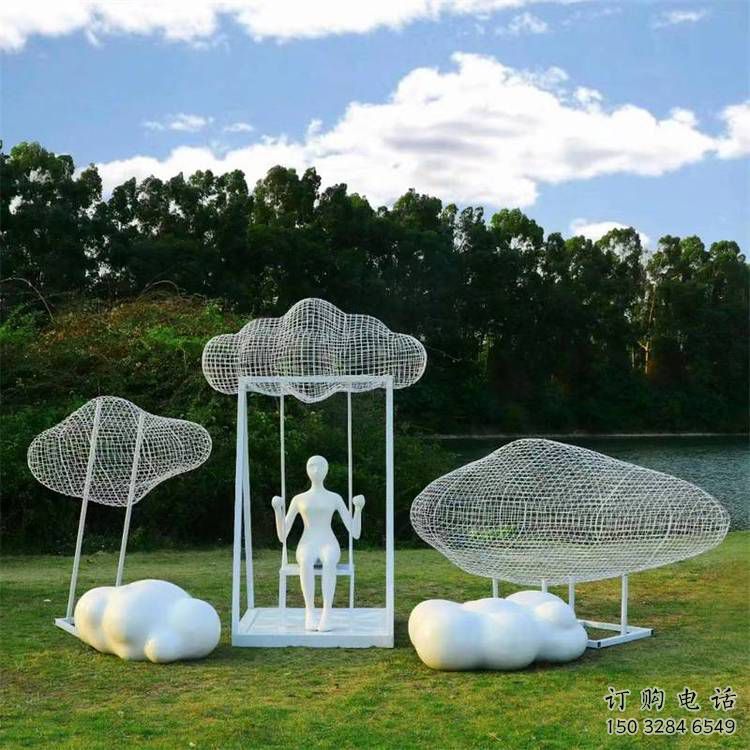 公園云梯雕塑廠(chǎng)家 戶(hù)外擺件 鏤空不銹鋼云梯雕塑價(jià)格