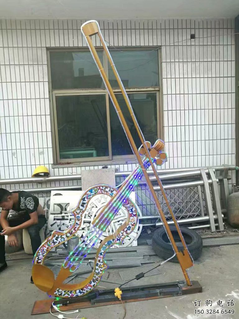 異形提琴雕塑廠家 現(xiàn)代小品  戶外不銹鋼提琴雕塑