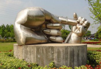 抽象手勢(shì)雕塑廠家 公園小品 戶外不銹鋼手勢(shì)雕塑廠
