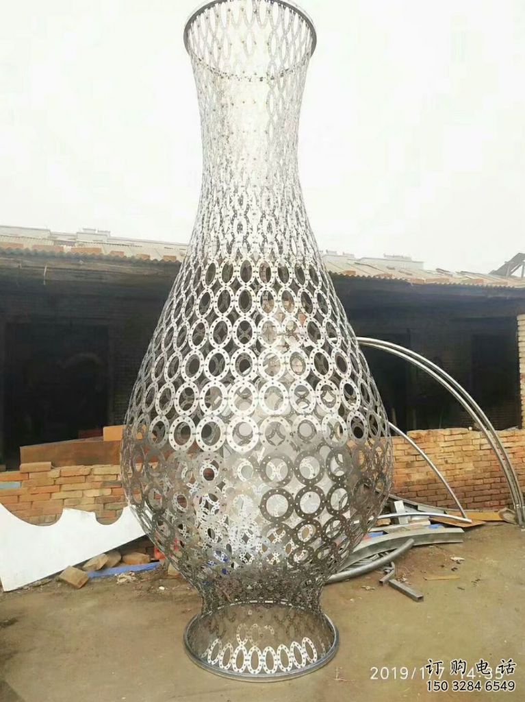 鏤空花瓶雕塑廠(chǎng)家 園林小品 大型不銹鋼花瓶雕塑廠(chǎng)