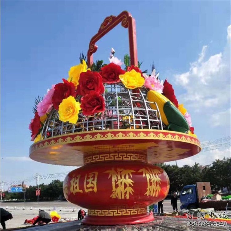 廣場(chǎng)花籃雕塑廠家 創(chuàng)意小品 公園不銹鋼花籃雕塑生產(chǎn)