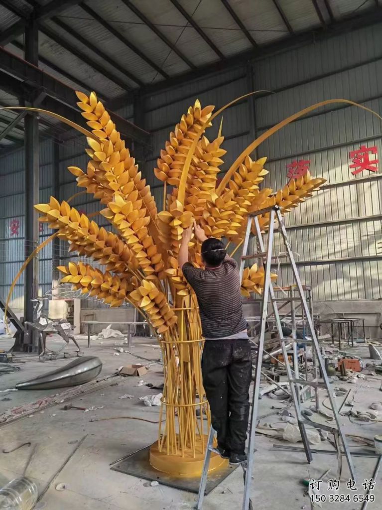 仿真麥穗雕塑廠家 烤漆現(xiàn)代擺件 大型不銹鋼麥穗雕塑廠