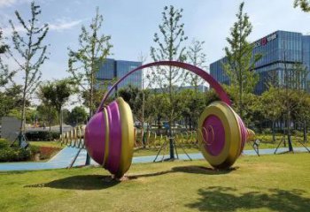異形耳機雕塑廠家 現(xiàn)代公園小品 創(chuàng)意不銹鋼耳機雕塑廠