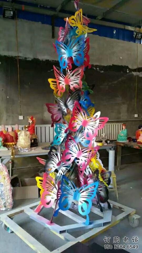 現(xiàn)代蝴蝶樹雕塑廠家 大型別墅區(qū)擺件 烤漆不銹鋼蝴蝶樹雕塑廠