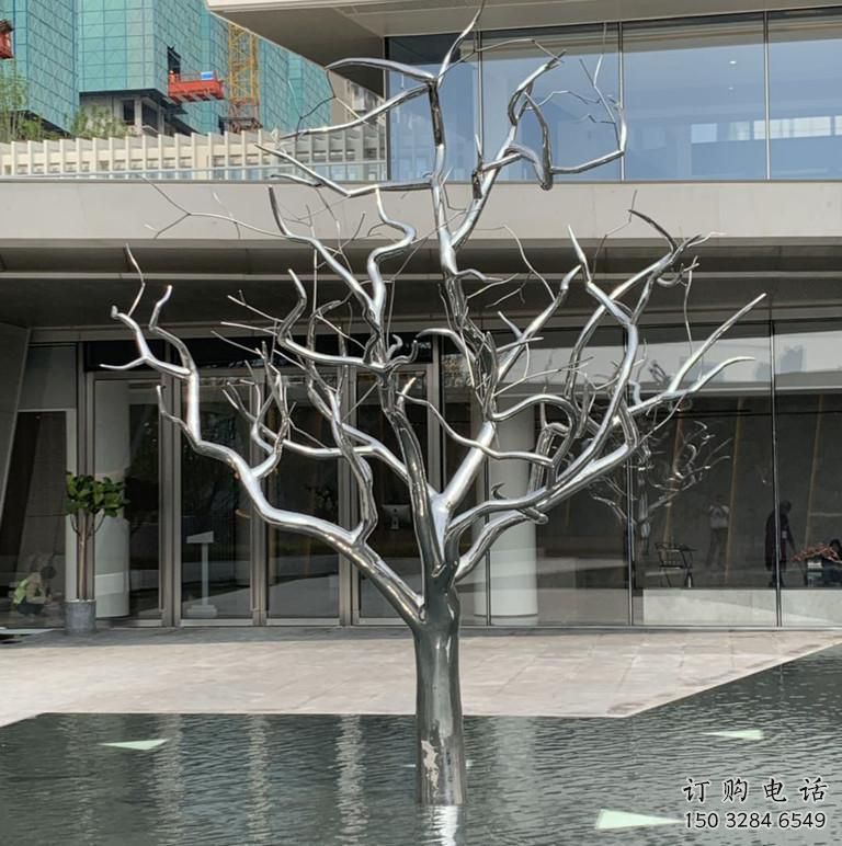 廣場(chǎng)樹枝雕塑廠家 創(chuàng)意小品 現(xiàn)代不銹鋼樹枝雕塑廠