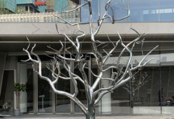 抽象枯樹雕塑廠家 公園廣場(chǎng)小品 戶外不銹鋼枯樹雕塑廠