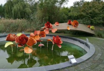 公園玫瑰雕塑廠家 戶外擺件 現(xiàn)代不銹鋼玫瑰雕塑廠