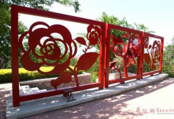 剪紙?jiān)录镜袼軓S家 切面擺件 鏤空不銹鋼月季雕塑制作