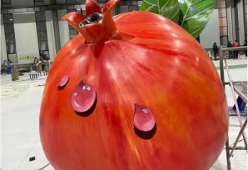 現代石榴花雕塑廠家 大型別墅區(qū)擺件 烤漆不銹鋼石榴花雕塑廠
