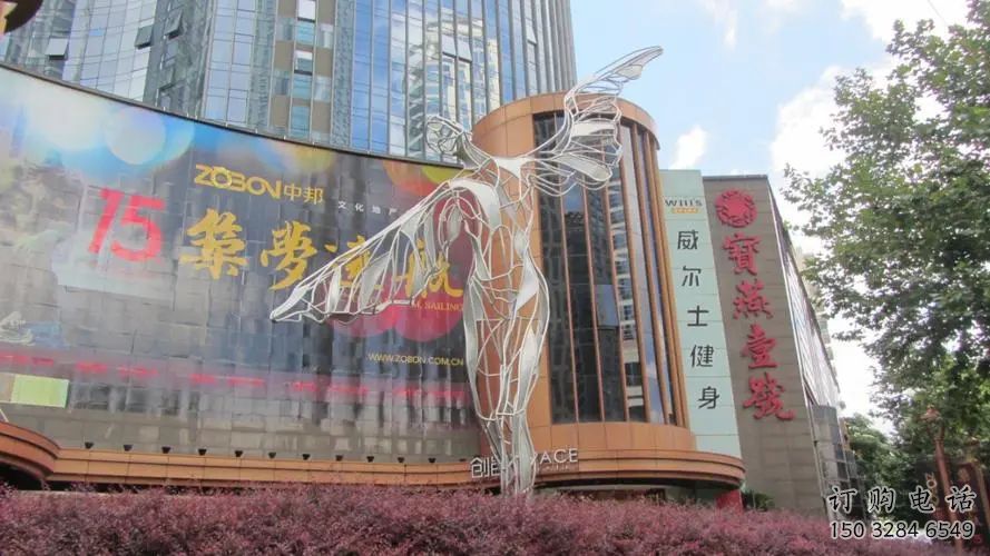 鏤空飛人雕塑廠家 園林小品 住宅小區(qū)不銹鋼飛人雕塑廠