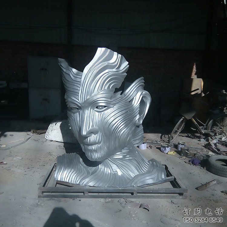 異形人頭雕塑廠家 現代公園小品  創(chuàng)意不銹鋼人頭雕塑廠