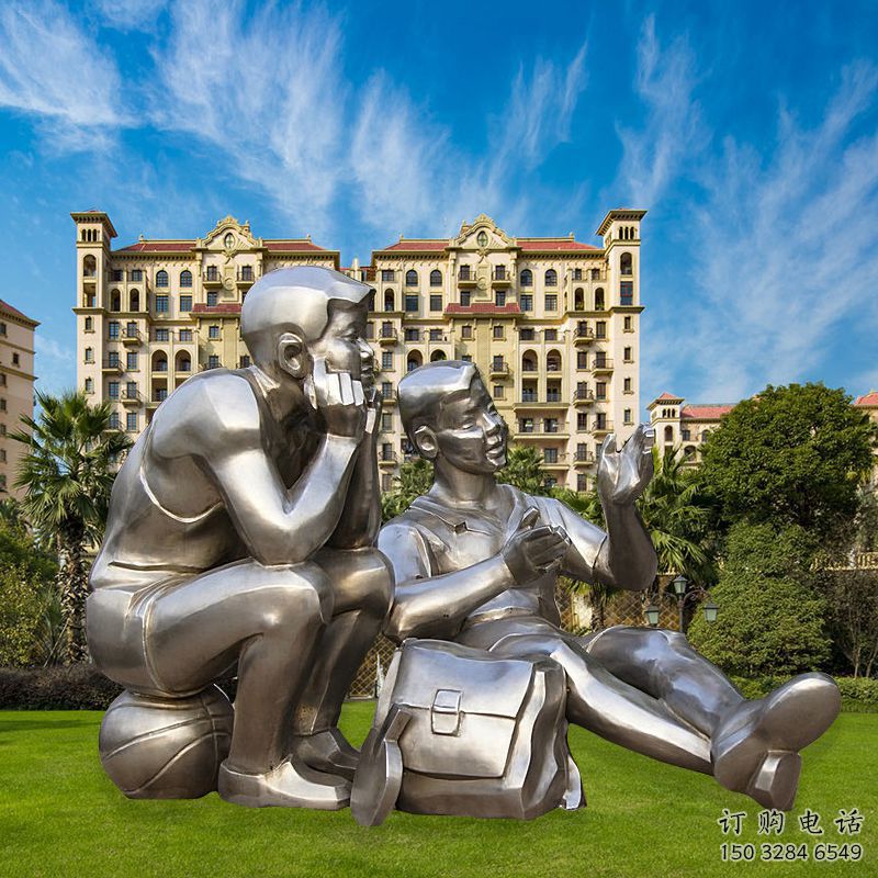 鏡面小學(xué)生雕塑廠家 大型擺件 大型不銹鋼小學(xué)生雕塑特點