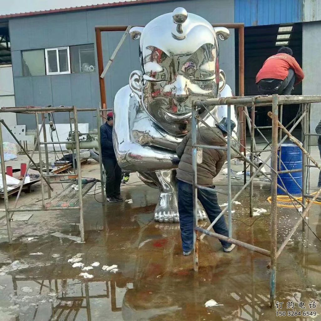 街頭娃娃雕塑廠家 大型別墅區(qū)擺件 抽象不銹鋼娃娃雕塑廠