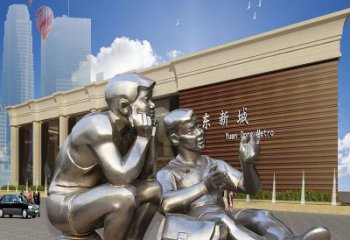 廣場(chǎng)讀書(shū)雕塑廠(chǎng)家 現(xiàn)代小品  創(chuàng)意不銹鋼讀書(shū)雕塑廠(chǎng)