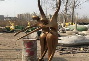 幾何舞者雕塑廠家  廣場(chǎng)小品  抽象不銹鋼舞者雕塑擺件