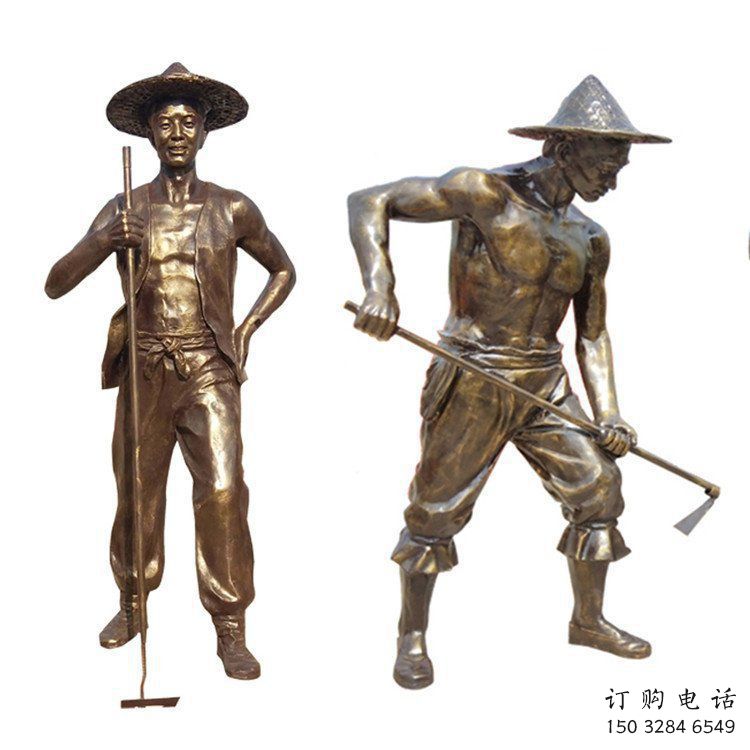 烤漆農(nóng)民雕塑廠家  公園小品  戶外仿古農(nóng)民雕塑廠