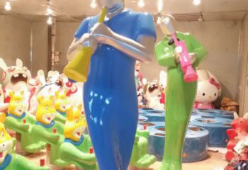 現(xiàn)代音樂(lè)人雕塑廠家 大型別墅區(qū)擺件  彩繪音樂(lè)人雕塑廠