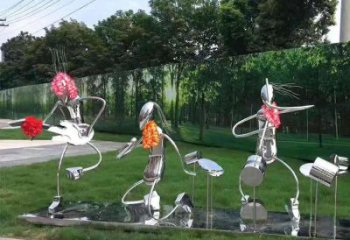 鏡面音樂(lè)人雕塑廠家 大型擺件  現(xiàn)代不銹鋼音樂(lè)人雕塑廠