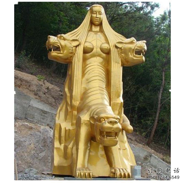 彩繪女媧補(bǔ)天雕塑廠家 公園擺件 街頭女媧補(bǔ)天雕塑廠