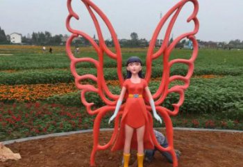 鏤空仙子雕塑廠(chǎng)家 園林小品 彩繪烤漆仙子雕塑擺件