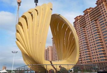 公園廣場(chǎng)不銹鋼貝殼雕塑安裝