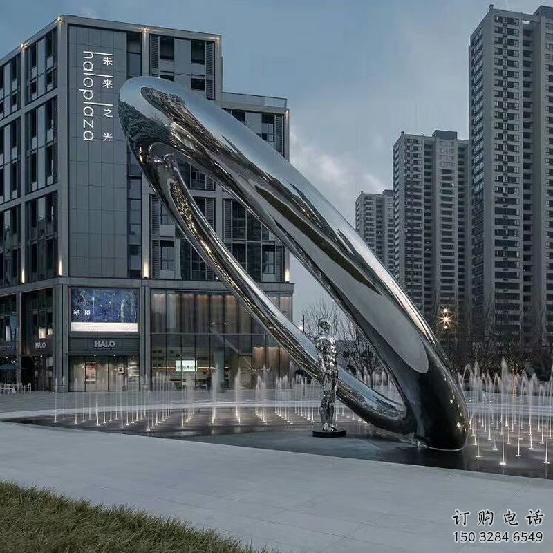 噴泉雕塑廠，圓環(huán)噴泉雕塑，不銹鋼圓環(huán)噴泉雕塑廠家