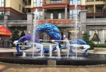噴泉雕塑廠家，房地產(chǎn)樓盤水景，不銹鋼噴泉水景雕塑廠