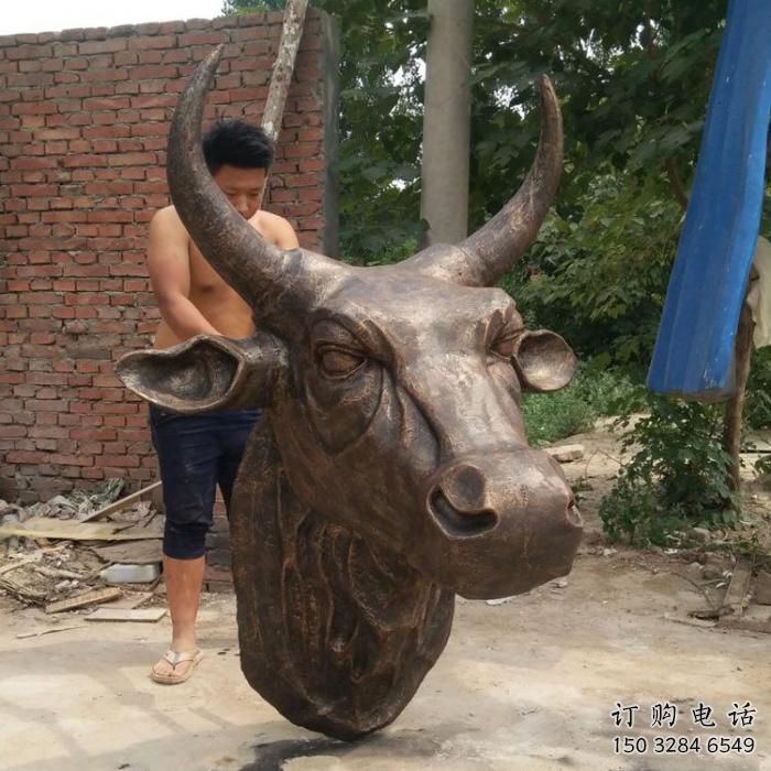 不銹鋼創(chuàng)意牛頭雕塑 步行街店門口雕塑 動物小品